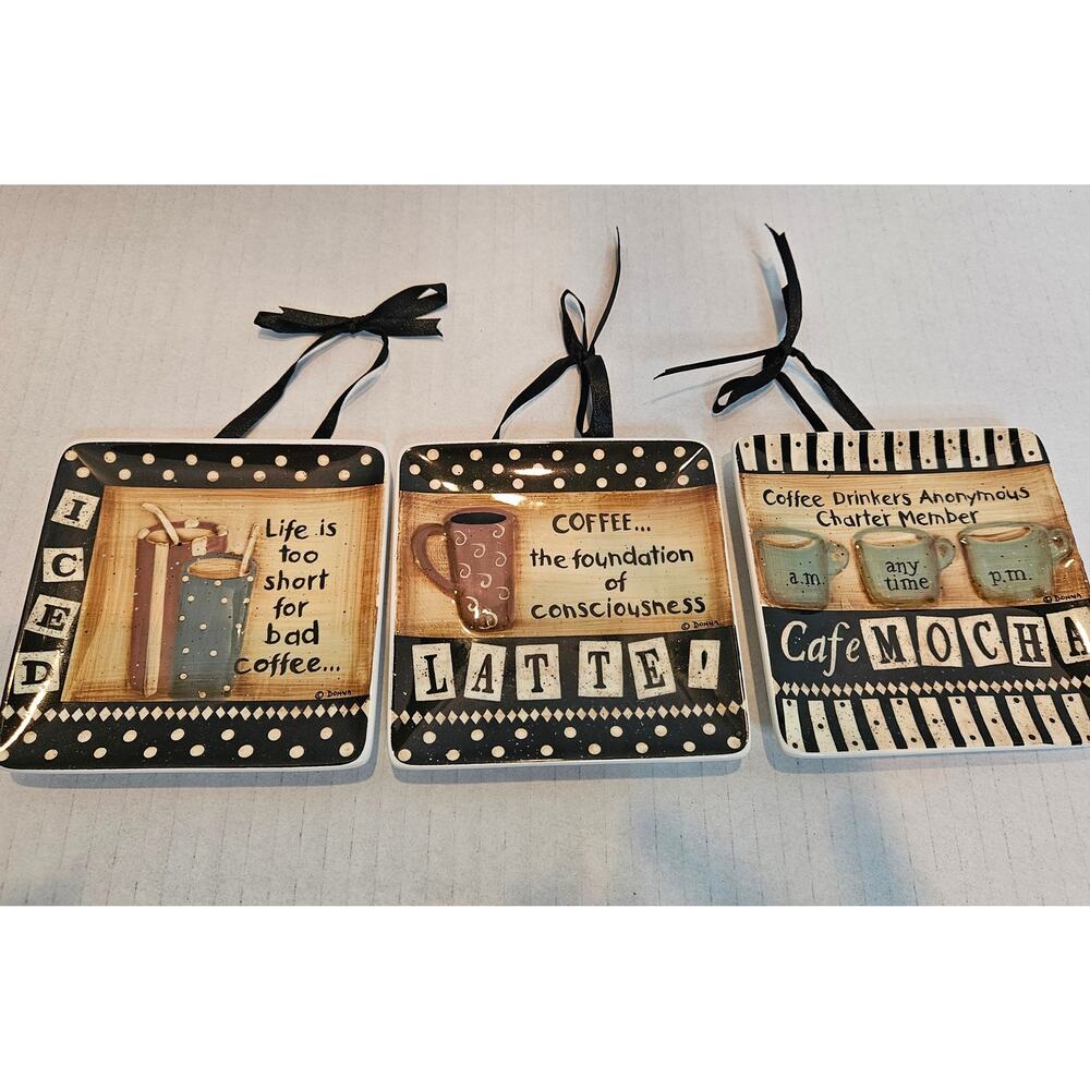 Coffee Themed Ceramic Wall Hangings 3, Donna Atkins Penny Lane Publishing MWW